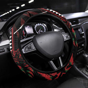 Kenya Lion Steering Wheel Cover Stylized Maasai Shield - African Pride