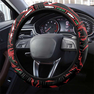 Kenya Lion Steering Wheel Cover Stylized Maasai Shield - African Pride