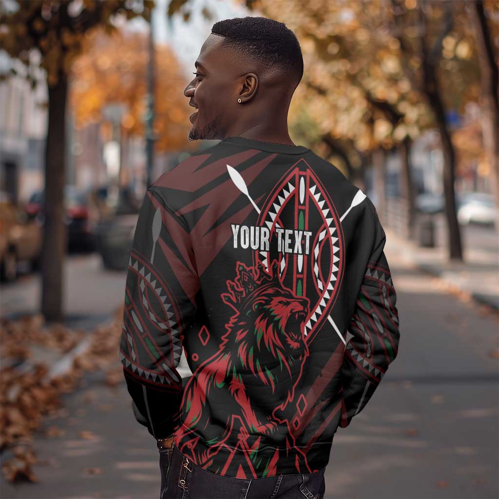 Kenya Personalized Lion Sweatshirt Stylized Maasai Shield - African Pride
