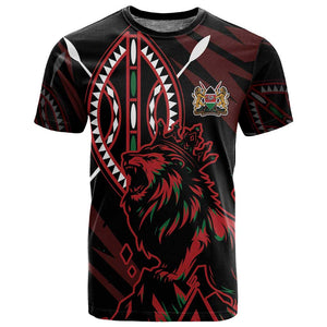 Kenya Personalized Lion T shirt Stylized Maasai Shield - African Pride
