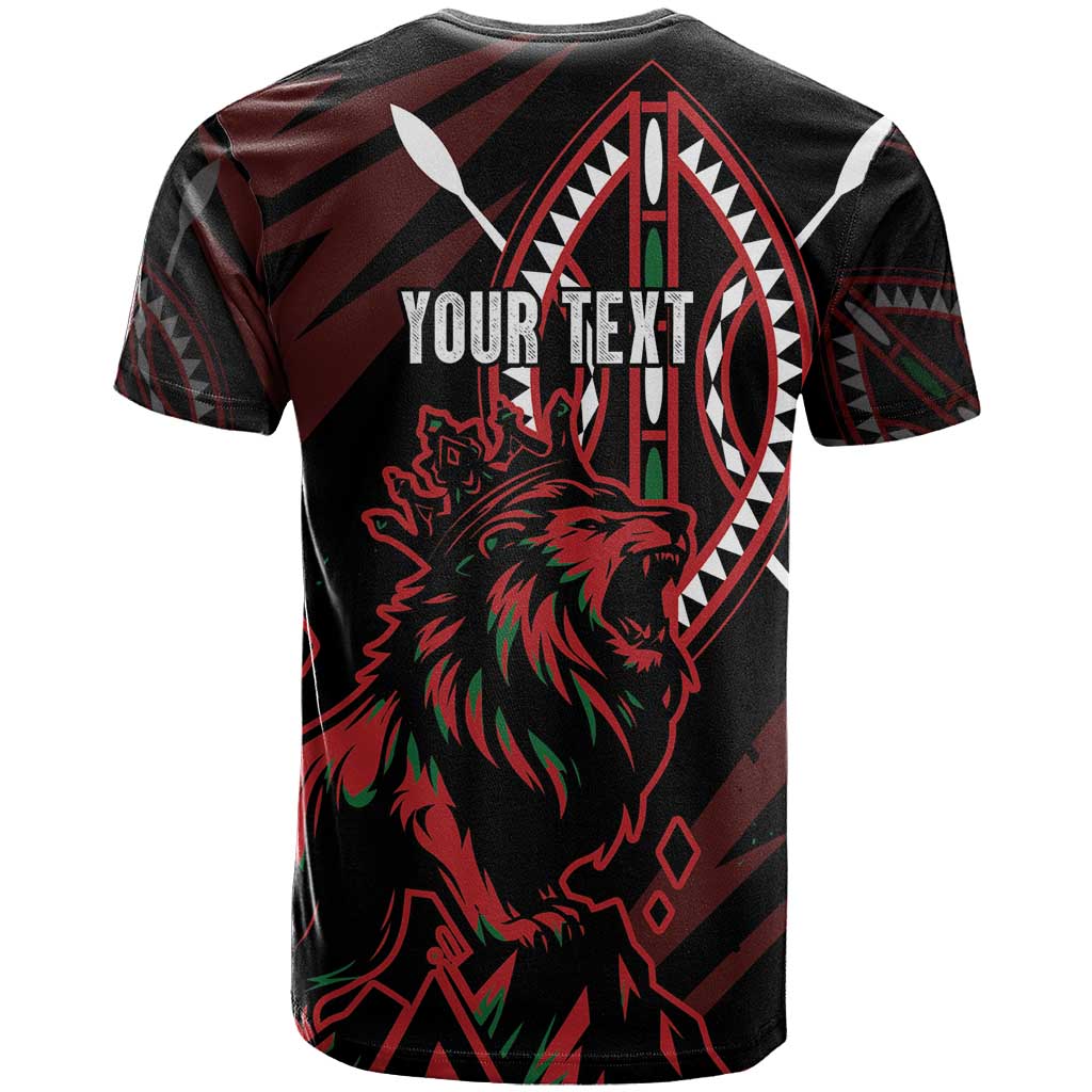 Kenya Personalized Lion T shirt Stylized Maasai Shield - African Pride