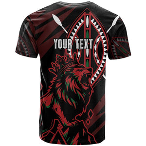 Kenya Personalized Lion T shirt Stylized Maasai Shield - African Pride