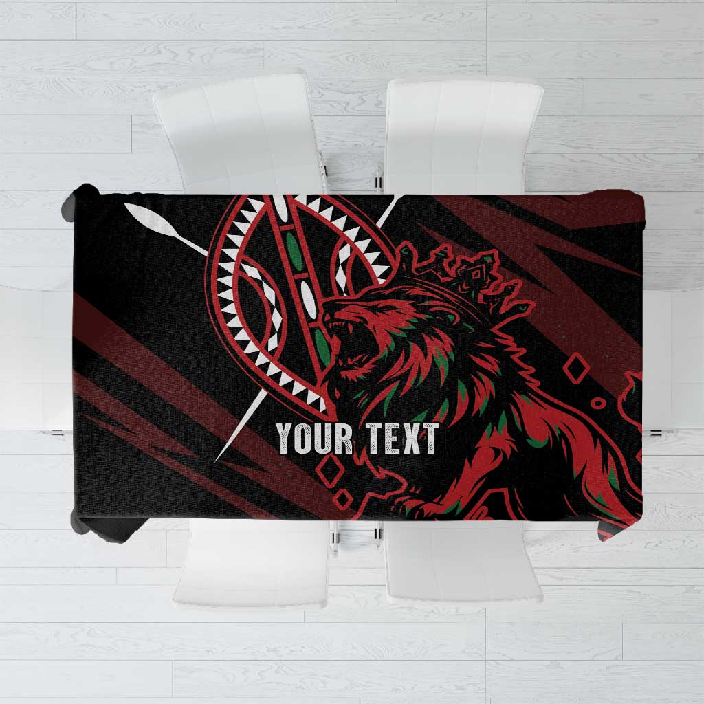 Kenya Personalized Lion Tablecloth Stylized Maasai Shield - African Pride