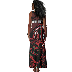Kenya Personalized Lion Tank Maxi Dress Stylized Maasai Shield - African Pride