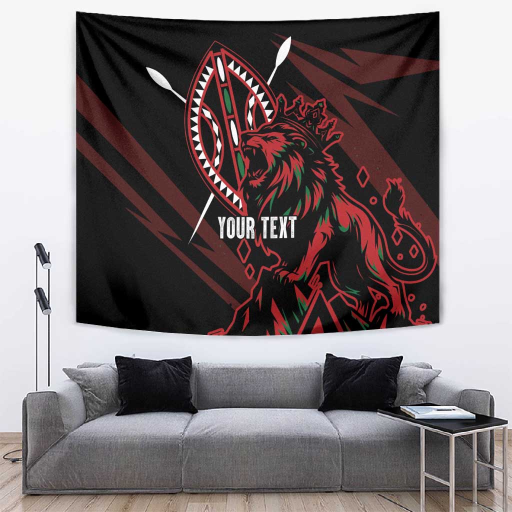 Kenya Personalized Lion Tapestry Stylized Maasai Shield - African Pride