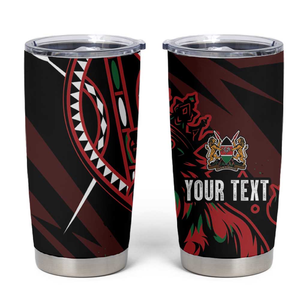 Kenya Personalized Lion Tumbler Cup Stylized Maasai Shield - African Pride