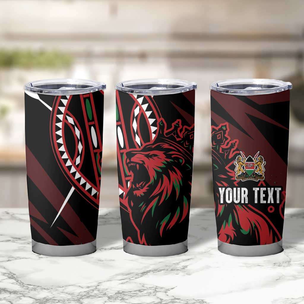 Kenya Personalized Lion Tumbler Cup Stylized Maasai Shield - African Pride