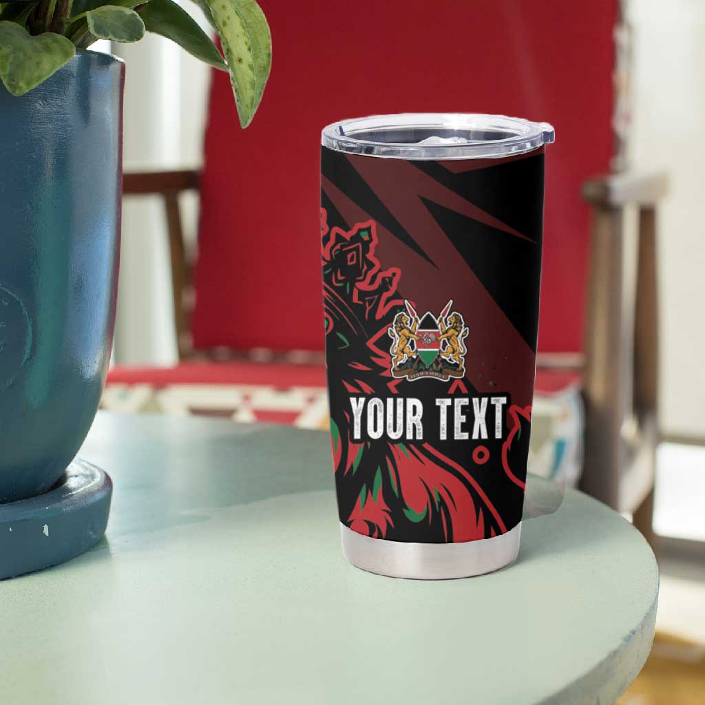 Kenya Personalized Lion Tumbler Cup Stylized Maasai Shield - African Pride