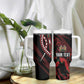 Kenya Personalized Lion Tumbler With Handle Stylized Maasai Shield - African Pride