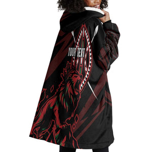 Kenya Personalized Lion Wearable Blanket Hoodie Stylized Maasai Shield - African Pride