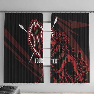 Kenya Personalized Lion Window Curtain Stylized Maasai Shield - African Pride