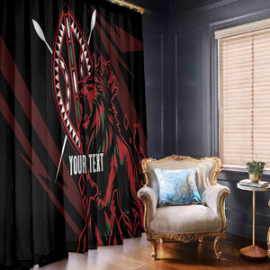 Kenya Personalized Lion Window Curtain Stylized Maasai Shield - African Pride