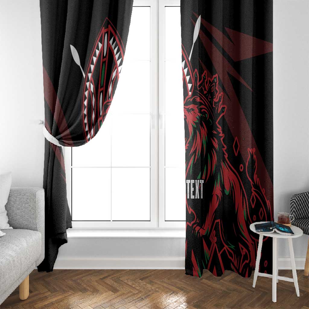 Kenya Personalized Lion Window Curtain Stylized Maasai Shield - African Pride