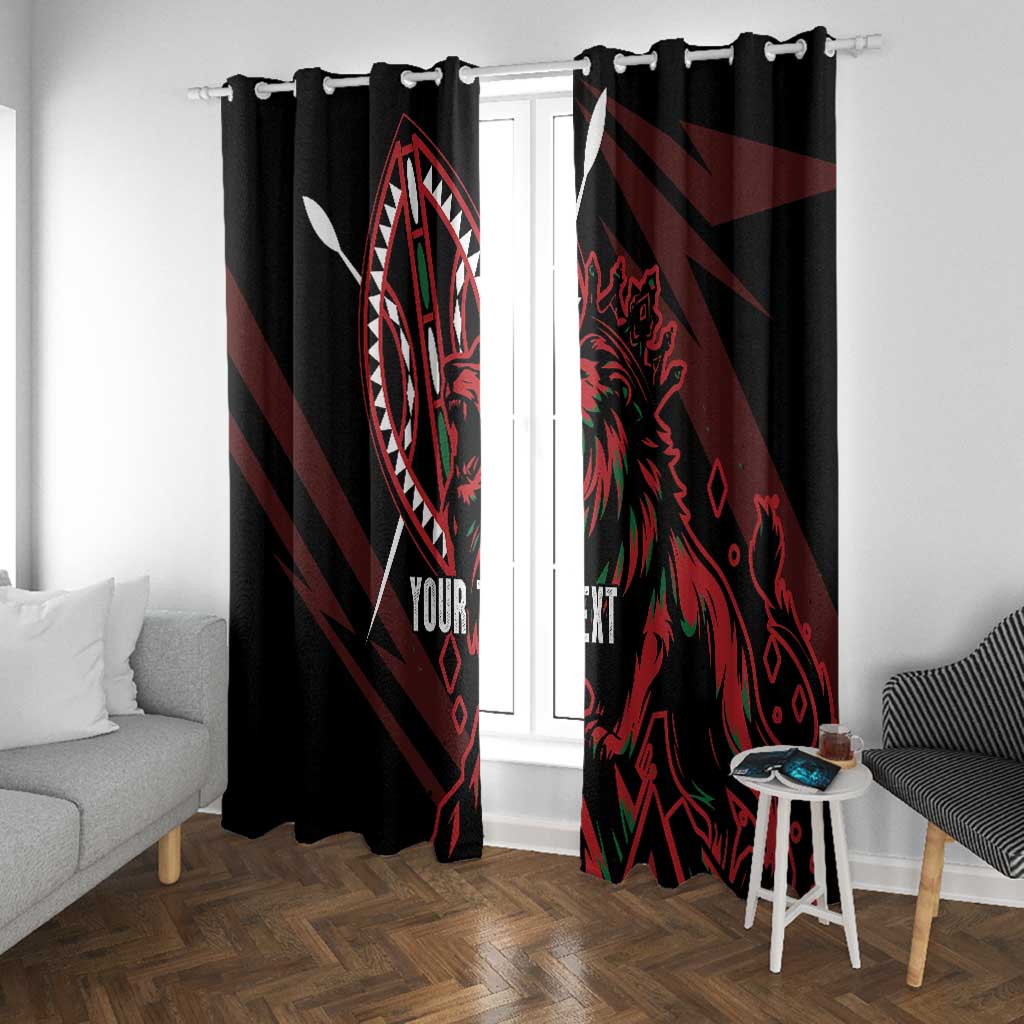 Kenya Personalized Lion Window Curtain Stylized Maasai Shield - African Pride