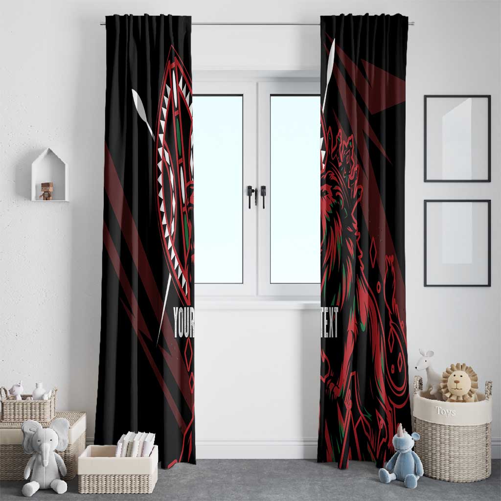 Kenya Personalized Lion Window Curtain Stylized Maasai Shield - African Pride