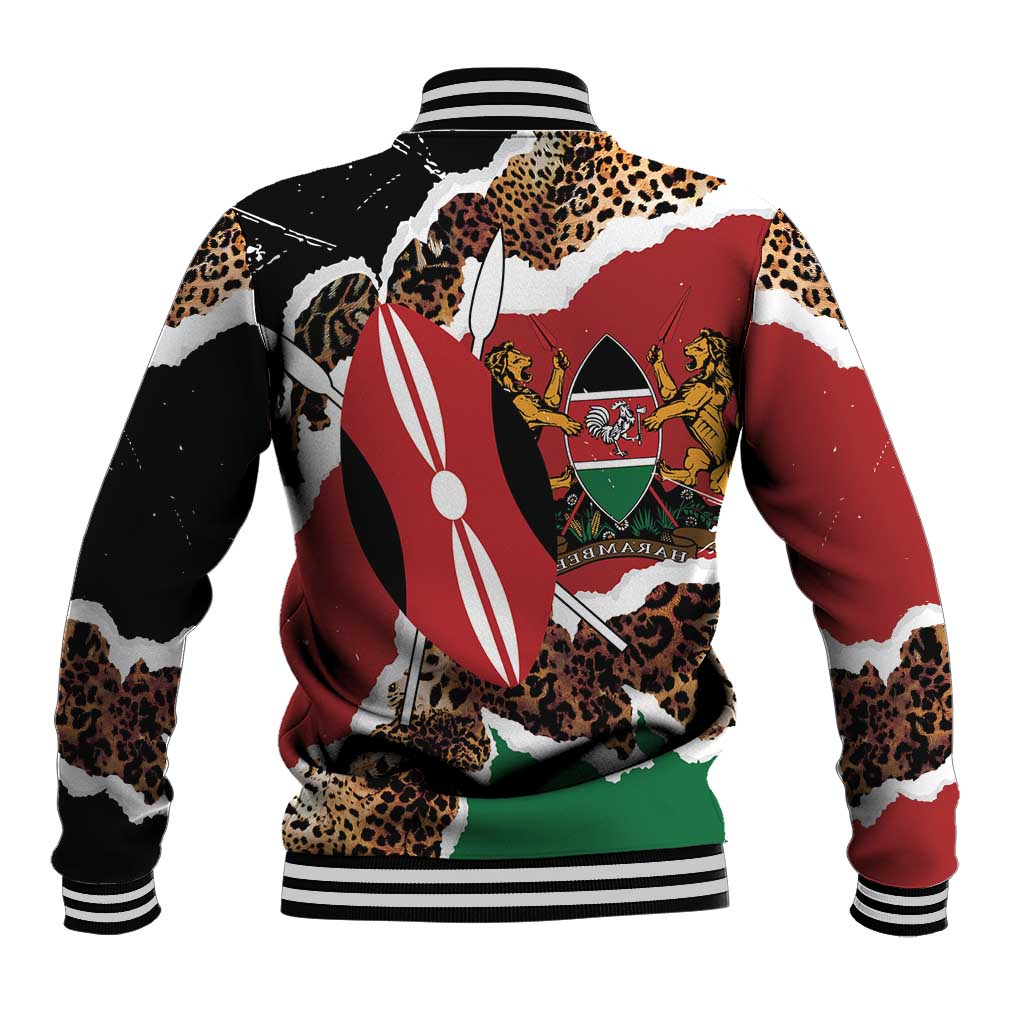 Kenya Baseball Jacket Mix Animal Skin Pattern Grunge Style - African Pride