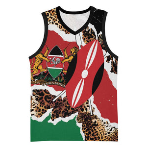 Kenya Basketball Jersey Mix Animal Skin Pattern Grunge Style - African Pride