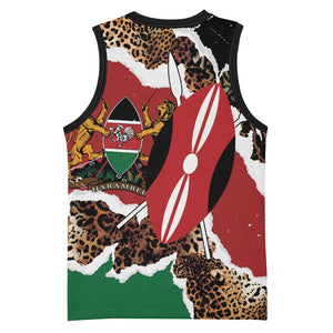 Kenya Basketball Jersey Mix Animal Skin Pattern Grunge Style - African Pride