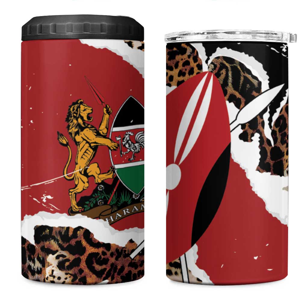 Kenya 4 in 1 Can Cooler Tumbler Mix Animal Skin Pattern Grunge Style - African Pride