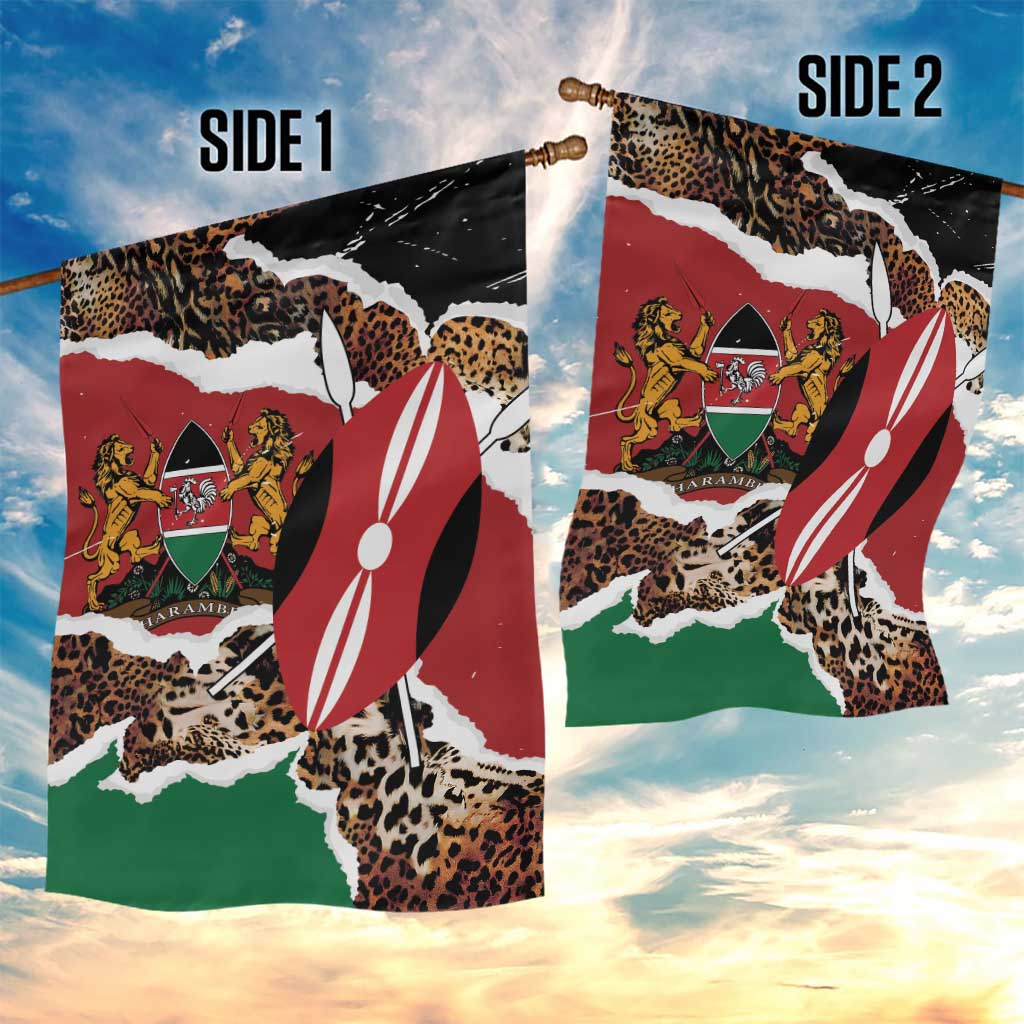 Kenya Garden Flag Mix Animal Skin Pattern Grunge Style - African Pride