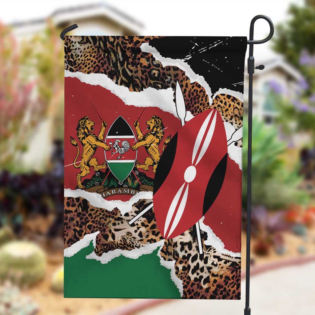 Kenya Garden Flag Mix Animal Skin Pattern Grunge Style - African Pride
