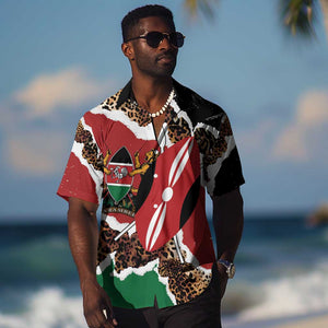 Kenya Hawaiian Shirt Mix Animal Skin Pattern Grunge Style - African Pride