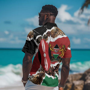 Kenya Hawaiian Shirt Mix Animal Skin Pattern Grunge Style - African Pride