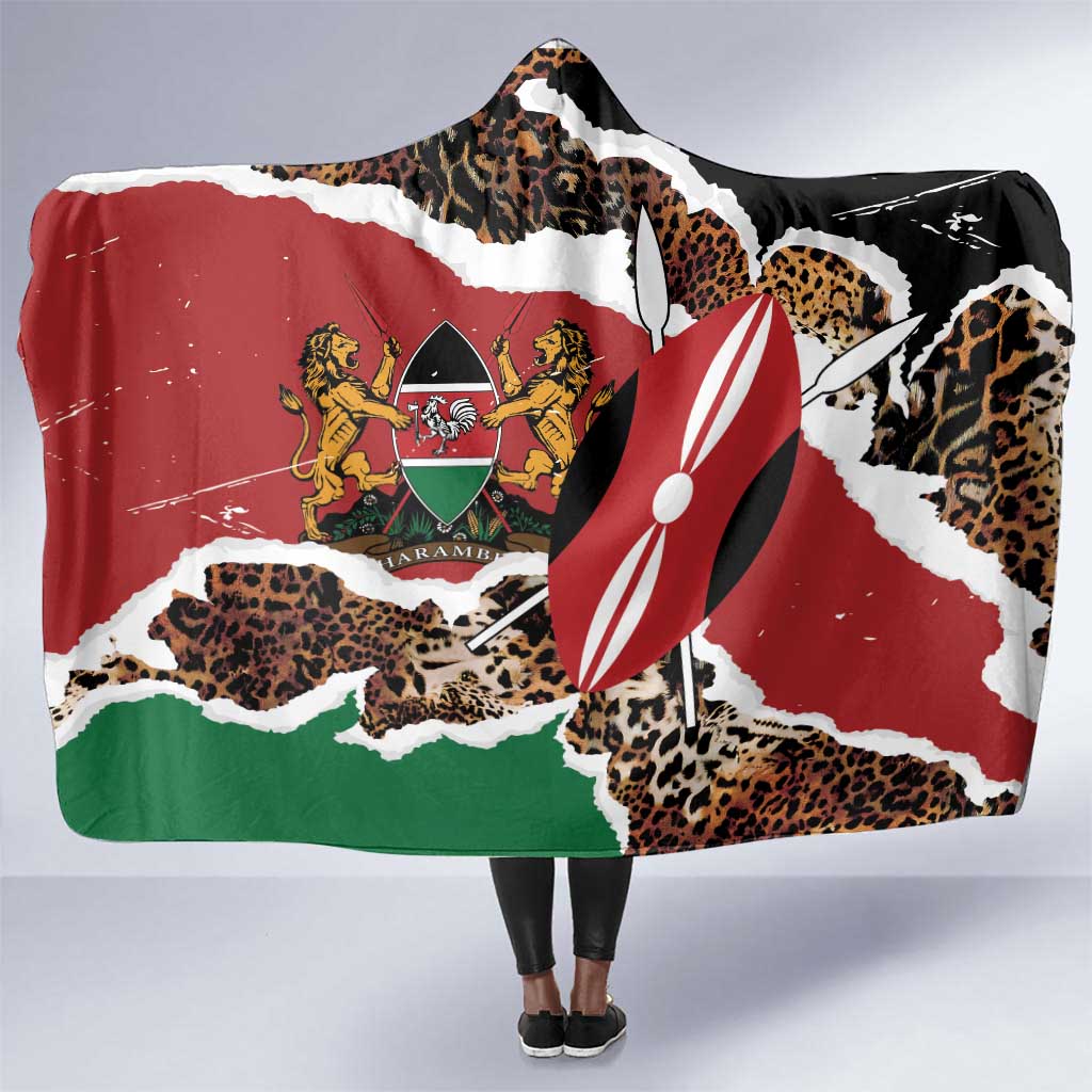 Kenya Hooded Blanket Mix Animal Skin Pattern Grunge Style - African Pride