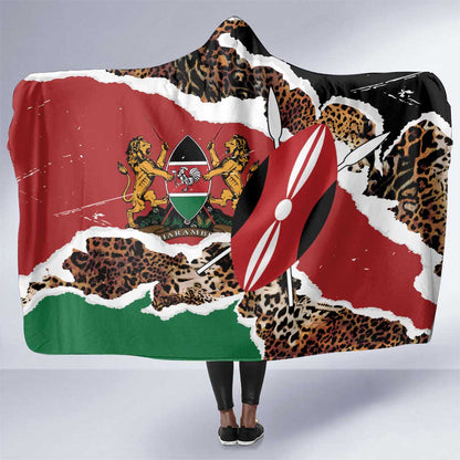 Kenya Hooded Blanket Mix Animal Skin Pattern Grunge Style - African Pride