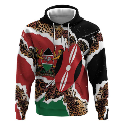 Kenya Hoodie Mix Animal Skin Pattern Grunge Style - African Pride