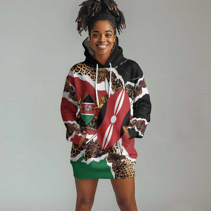 Kenya Hoodie Dress Mix Animal Skin Pattern Grunge Style - African Pride