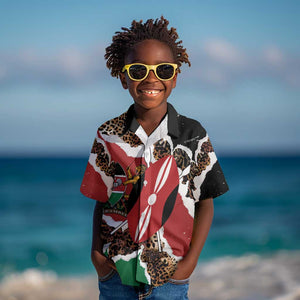 Kenya Kid Hawaiian Shirt Mix Animal Skin Pattern Grunge Style - African Pride