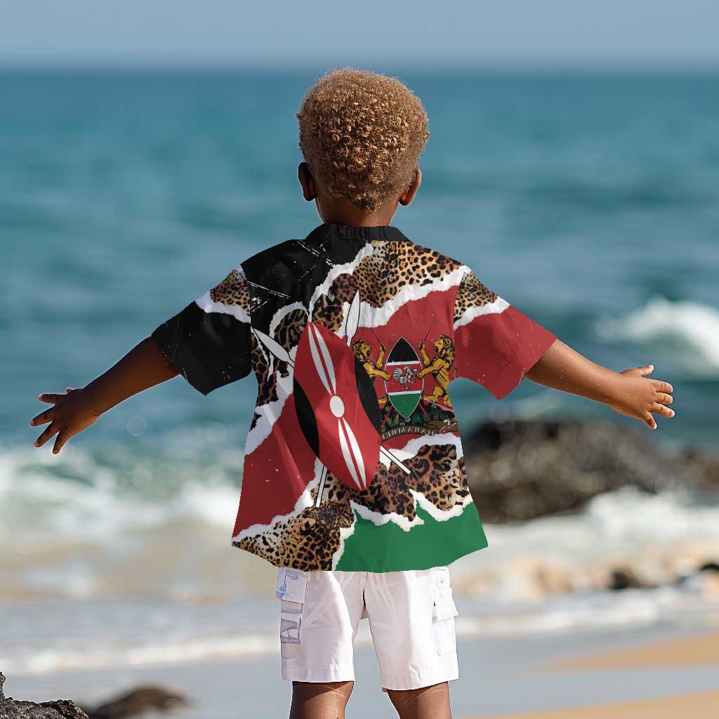 Kenya Kid Hawaiian Shirt Mix Animal Skin Pattern Grunge Style - African Pride