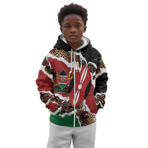 Kenya Kid Hoodie Mix Animal Skin Pattern Grunge Style - African Pride