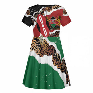 Kenya Kid Short Sleeve Dress Mix Animal Skin Pattern Grunge Style - African Pride