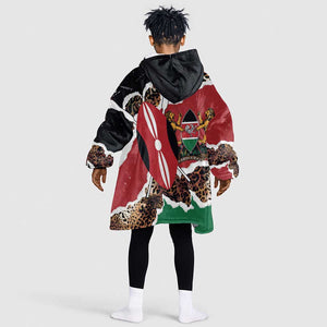 Kenya Kid Wearable Blanket Hoodie Mix Animal Skin Pattern Grunge Style - African Pride