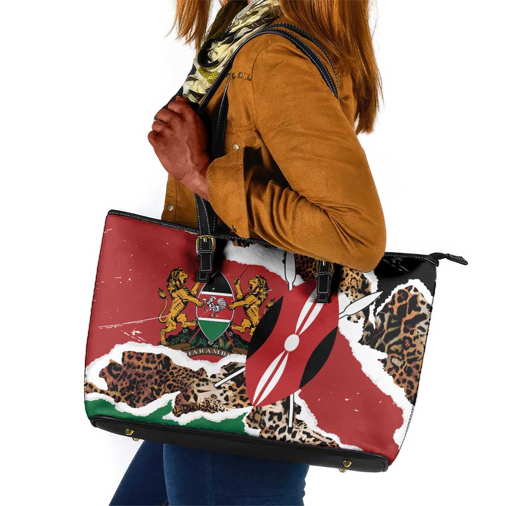 Kenya Leather Tote Bag Mix Animal Skin Pattern Grunge Style - African Pride