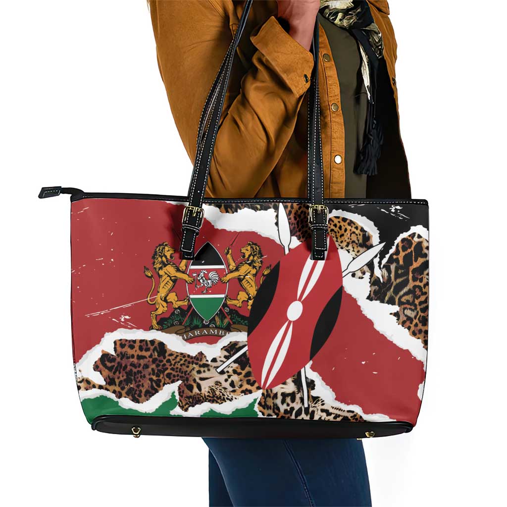 Kenya Leather Tote Bag Mix Animal Skin Pattern Grunge Style - African Pride