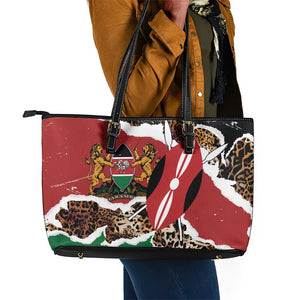 Kenya Leather Tote Bag Mix Animal Skin Pattern Grunge Style - African Pride