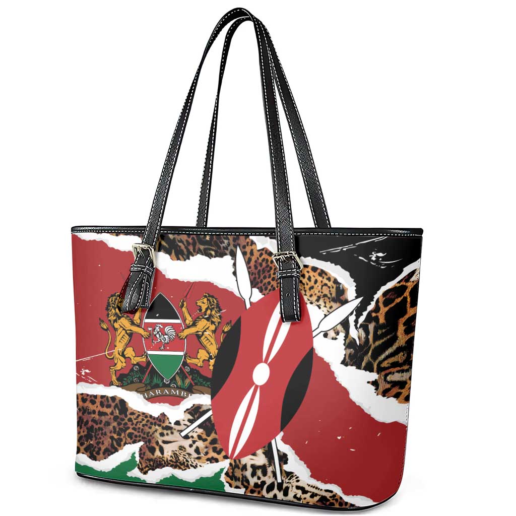 Kenya Leather Tote Bag Mix Animal Skin Pattern Grunge Style - African Pride
