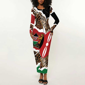 Kenya Long Sleeve Bodycon Dress Mix Animal Skin Pattern Grunge Style - African Pride
