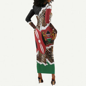 Kenya Long Sleeve Bodycon Dress Mix Animal Skin Pattern Grunge Style - African Pride