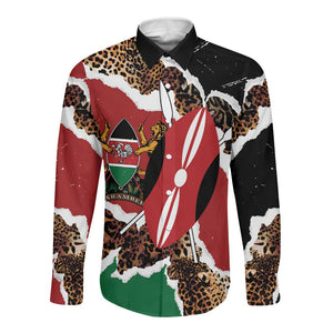 Kenya Long Sleeve Button Shirt Mix Animal Skin Pattern Grunge Style - African Pride