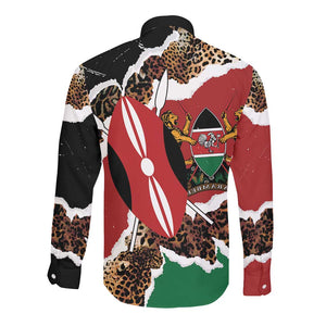 Kenya Long Sleeve Button Shirt Mix Animal Skin Pattern Grunge Style - African Pride