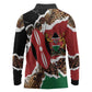 Kenya Long Sleeve Polo Shirt Mix Animal Skin Pattern Grunge Style - African Pride