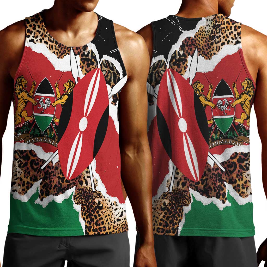 Kenya Men Tank Top Mix Animal Skin Pattern Grunge Style - African Pride