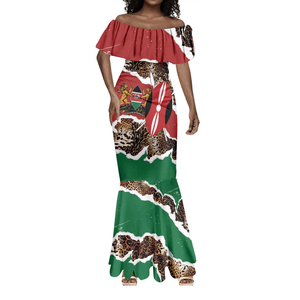 Kenya Mermaid Dress Mix Animal Skin Pattern Grunge Style - African Pride