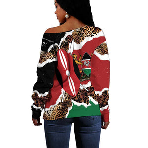 Kenya Off Shoulder Sweater Mix Animal Skin Pattern Grunge Style - African Pride