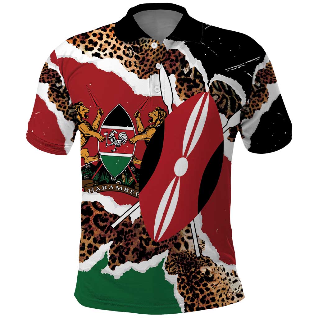 Kenya Polo Shirt Mix Animal Skin Pattern Grunge Style - African Pride