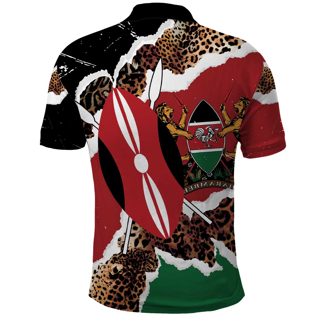 Kenya Polo Shirt Mix Animal Skin Pattern Grunge Style - African Pride